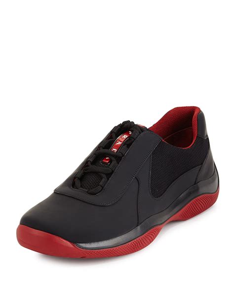 prada punta ala sneaker high top|Prada Punta Ala Leather Sneaker, Black/Red .